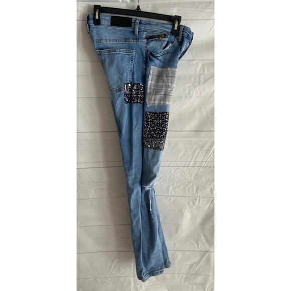 Supply & Demand Jeans Men’s 30Rx32 Tapered Distressed Patchwork Y2K Denim # - Picture 3 of 9